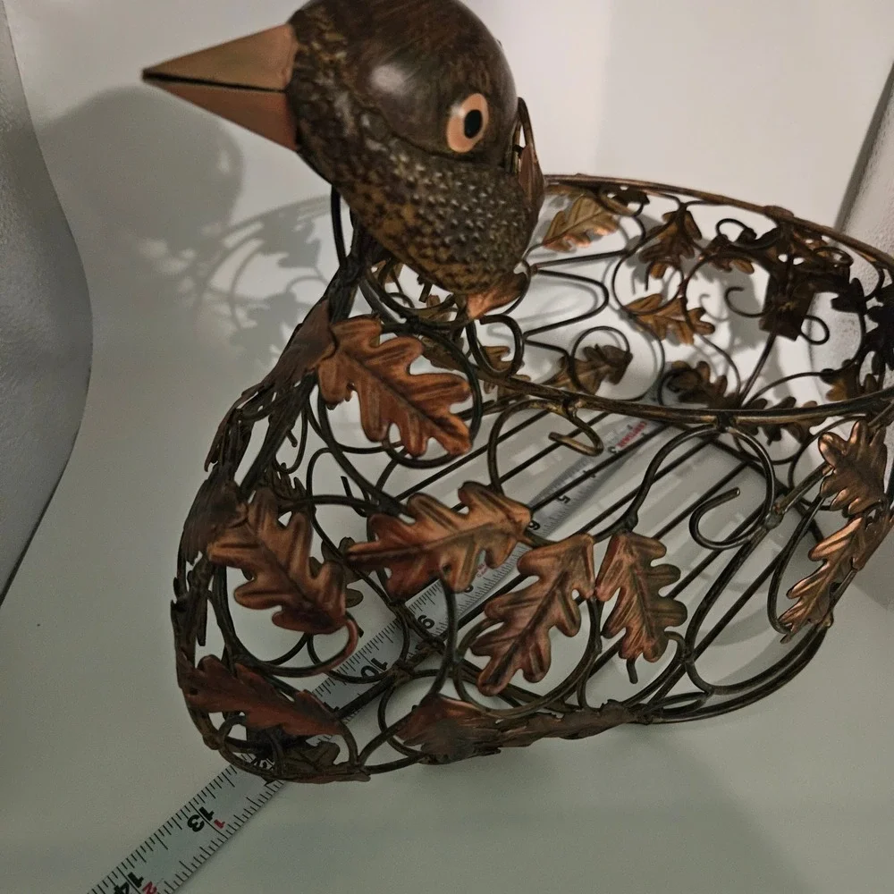 Vintage‎ Rustic Turkey Metal Wire Basket Decorative Trinket Holder Table Decor